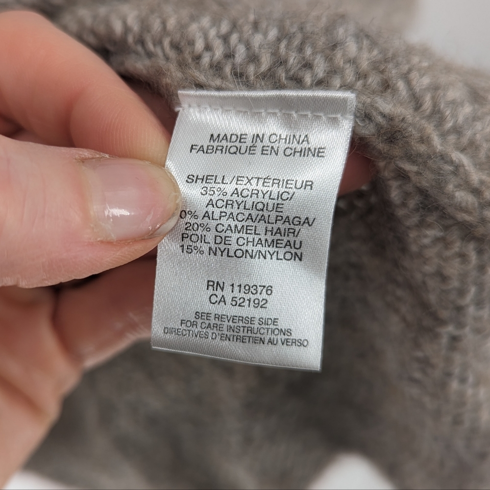 Helmut Lang Taupe Marled Asymmetrical Alpaca Camel Hair Sweater Size Large - Picture 4 of 7